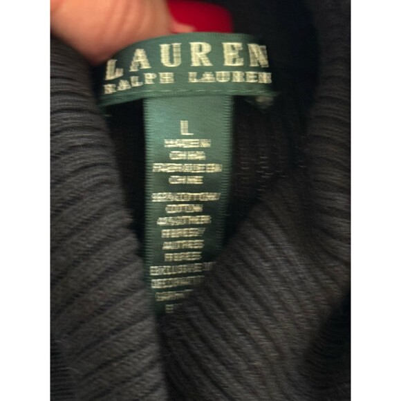 Lauren Ralph Lauren  Sweater Black Gold Striped Turtle Neck Womens Size L EUC - Picture 3 of 4